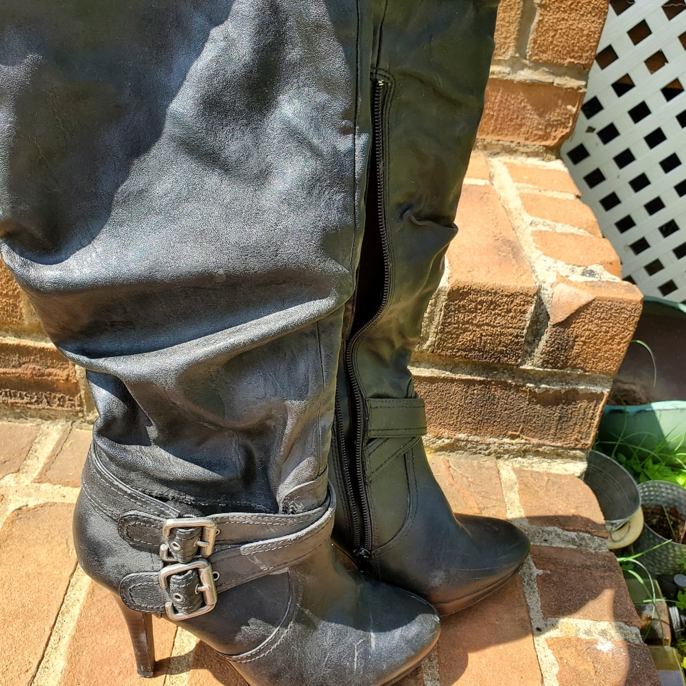Black high heel pirate boots